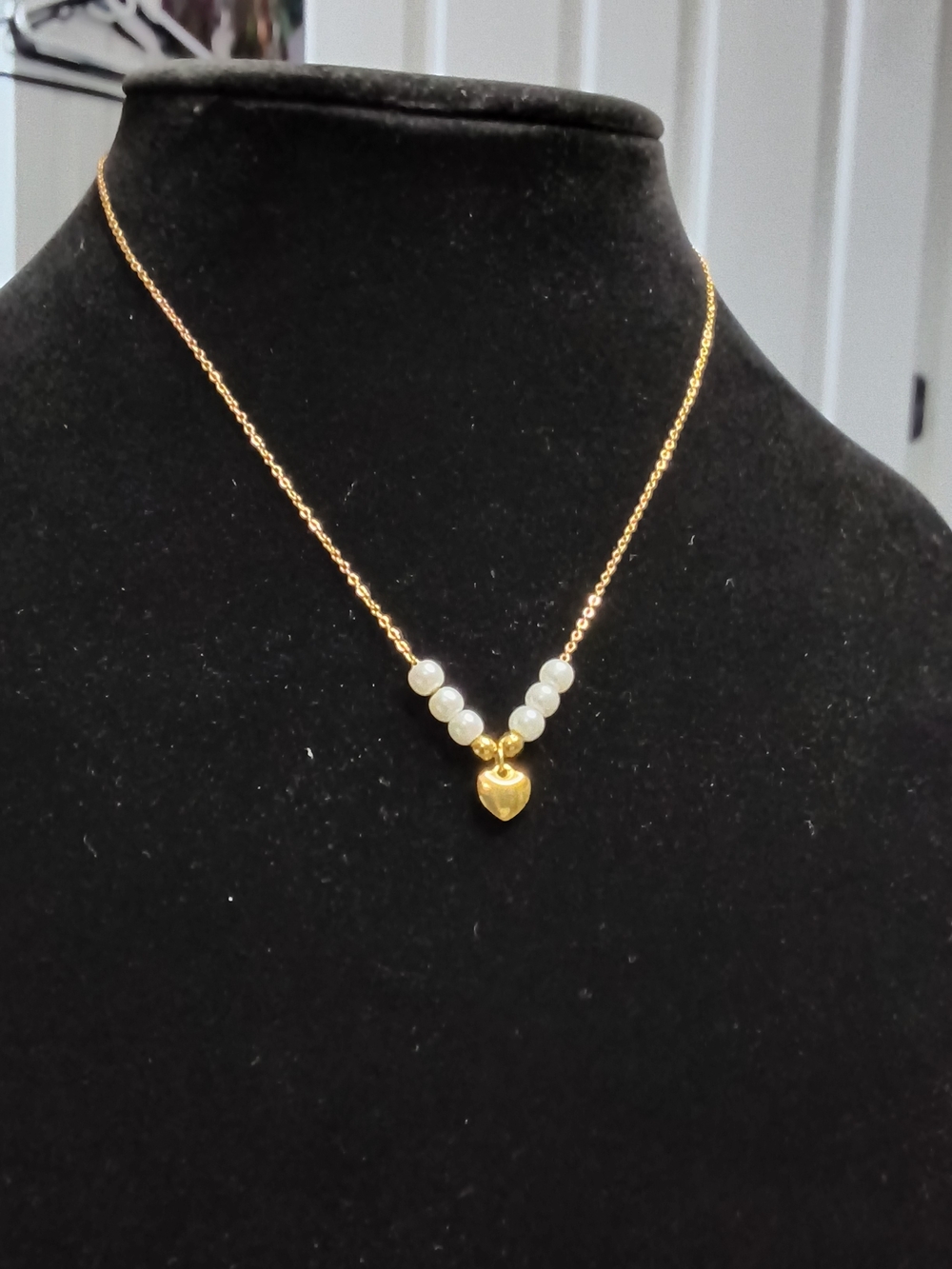 Gold Pearl Heart Pendant Necklace - Women's Jewelry